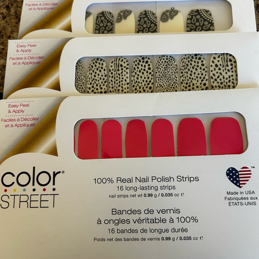 3 Color Street Nail Polish Strips - Watermelon Session, black patterned sets.